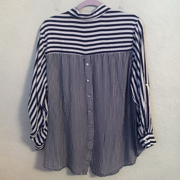 Jane Delaney Rayon Striped Roll Up Size 1X - Picture 2 of 9